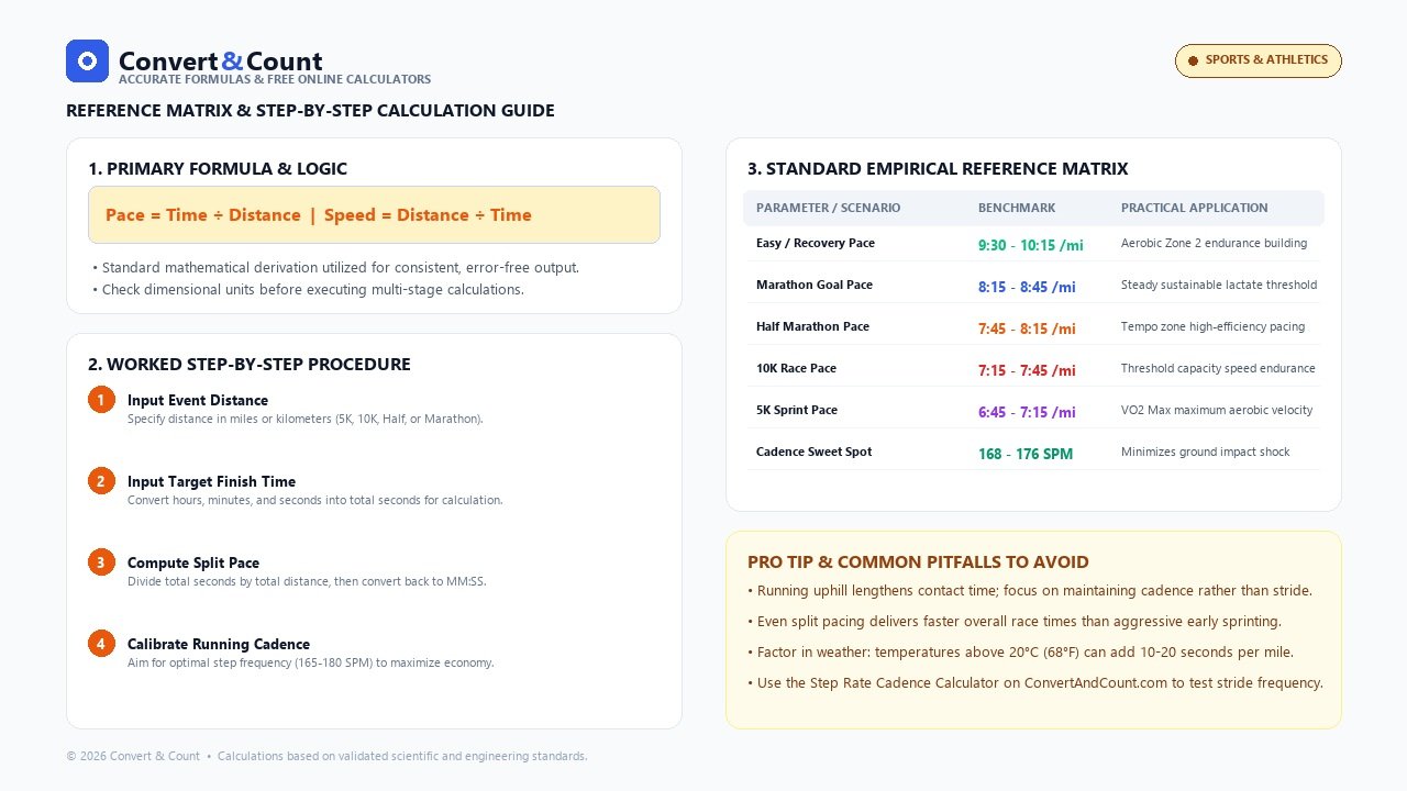 Running Pace & Speed Calculator Guide: Conversions, Split Times & Race Pacing Strategies Infographic